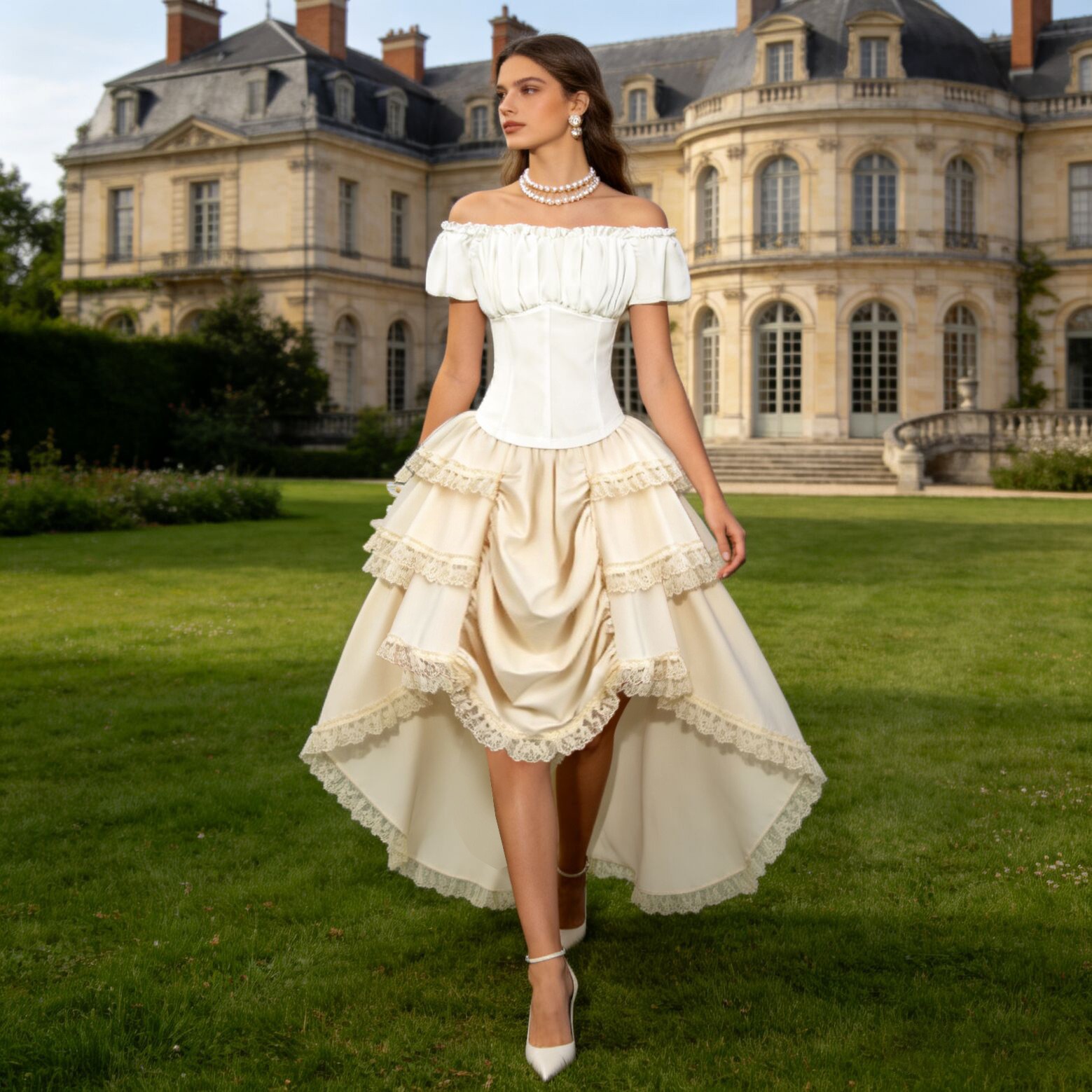 Cosplay Anime Women - Renaissance Asymmetrical Hem Skirt Elegant with