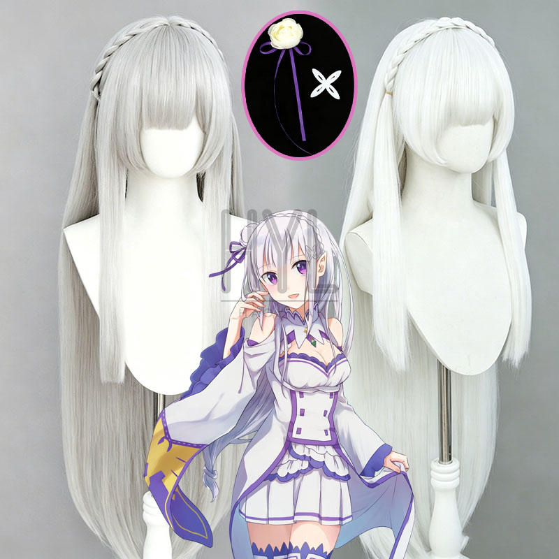 Anime Re:Zero Emilia Cosplay W - огляд і ціна Cosplay Anime White Hair