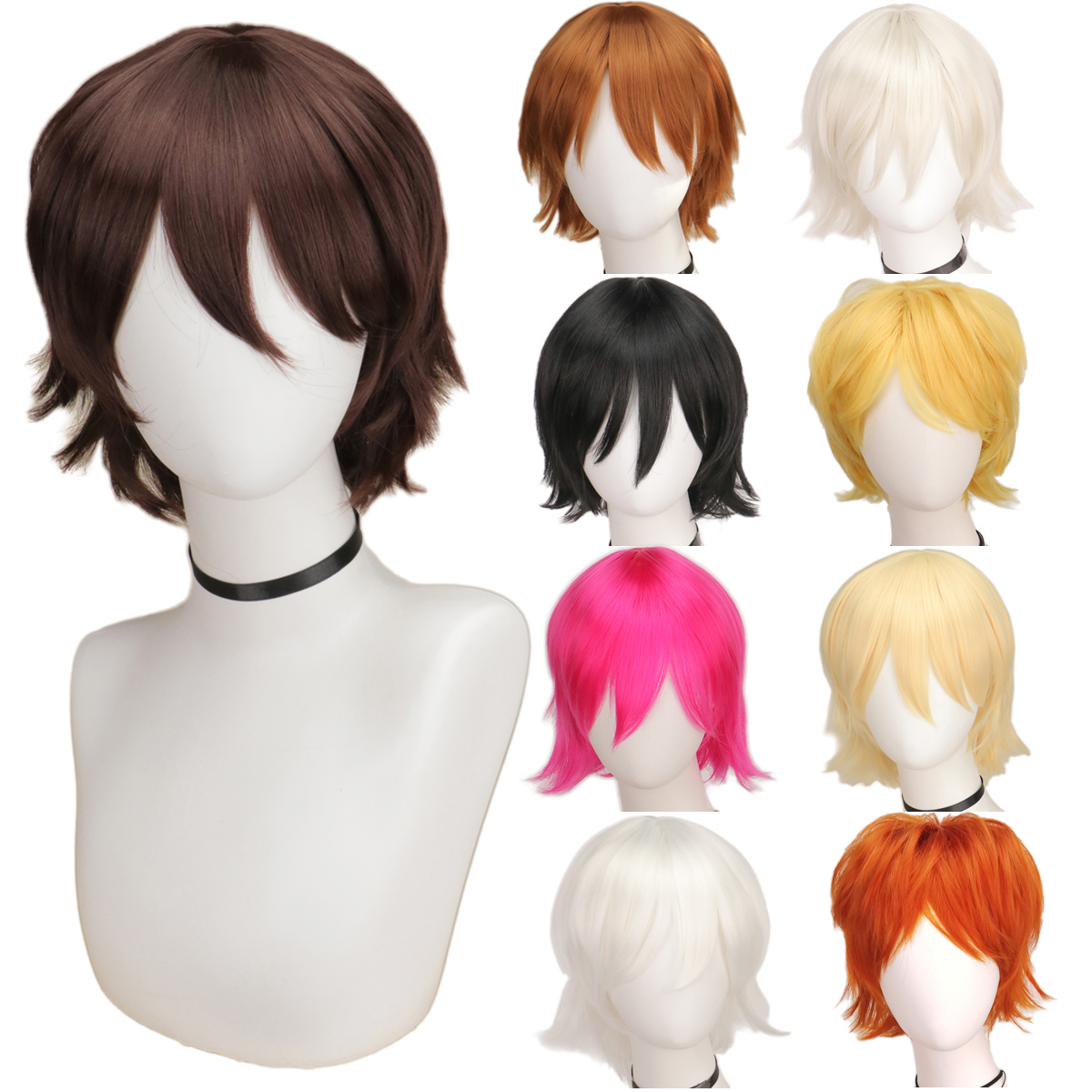 QQXCAIW Male Wig Black White P - огляд і ціна Cosplay Anime White Hair