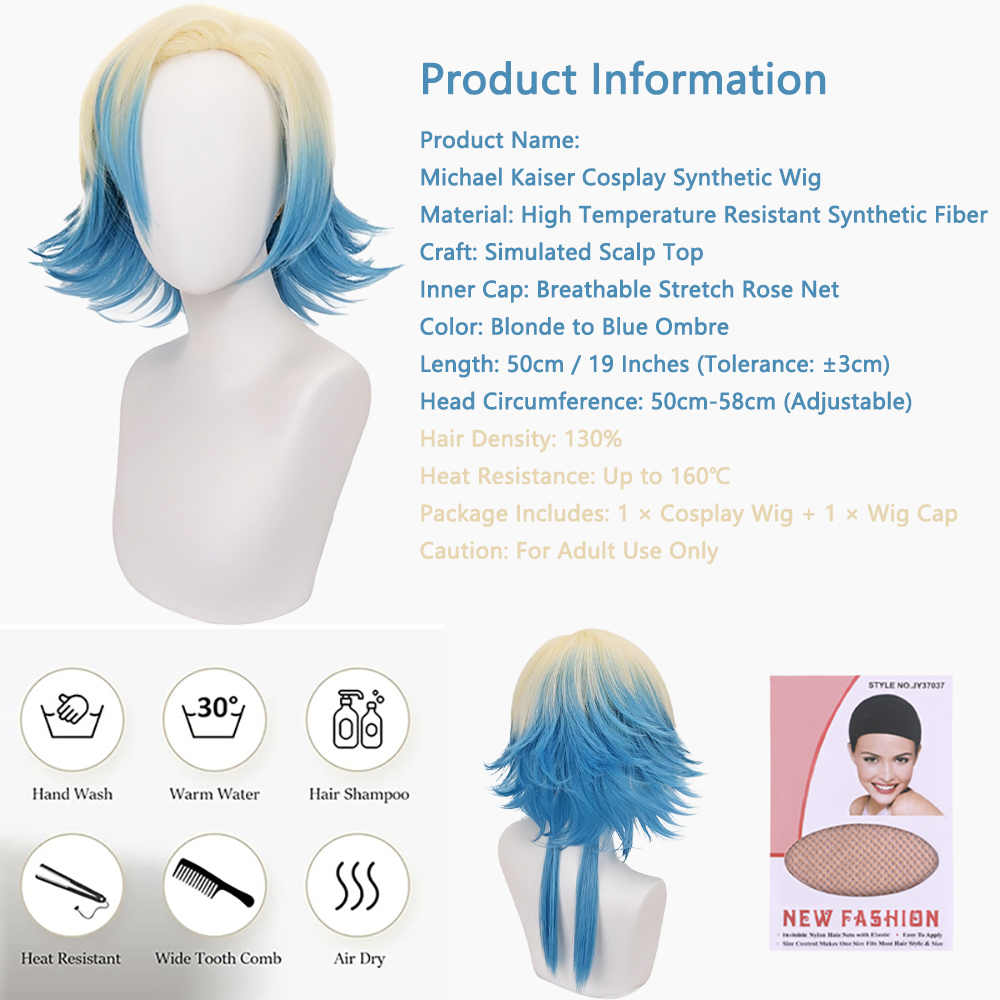 Michael Kaiser Cosplay Wig Blu - огляд і ціна Anime Cosplay Duo