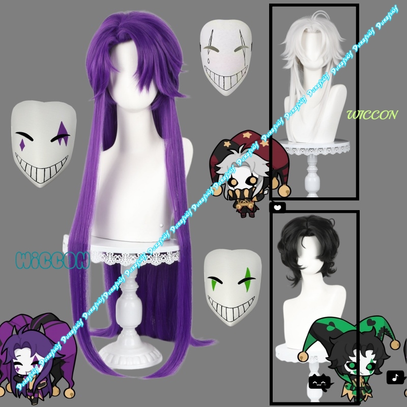 Men's Pierrot Jester Harlequin - огляд і ціна Cosplay Anime White Hair