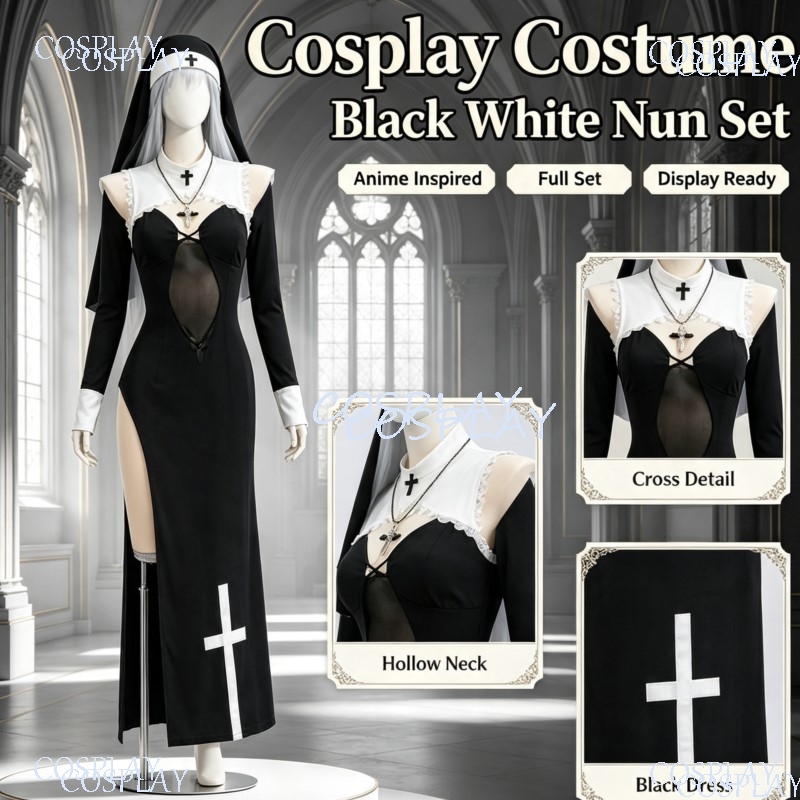 High Slit Uniform Suit For Hal - огляд і ціна Anime Cosplay Nun